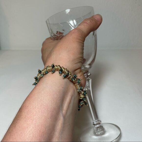 Brass and stone bracelet handcrafted - Picture 3 of 11
